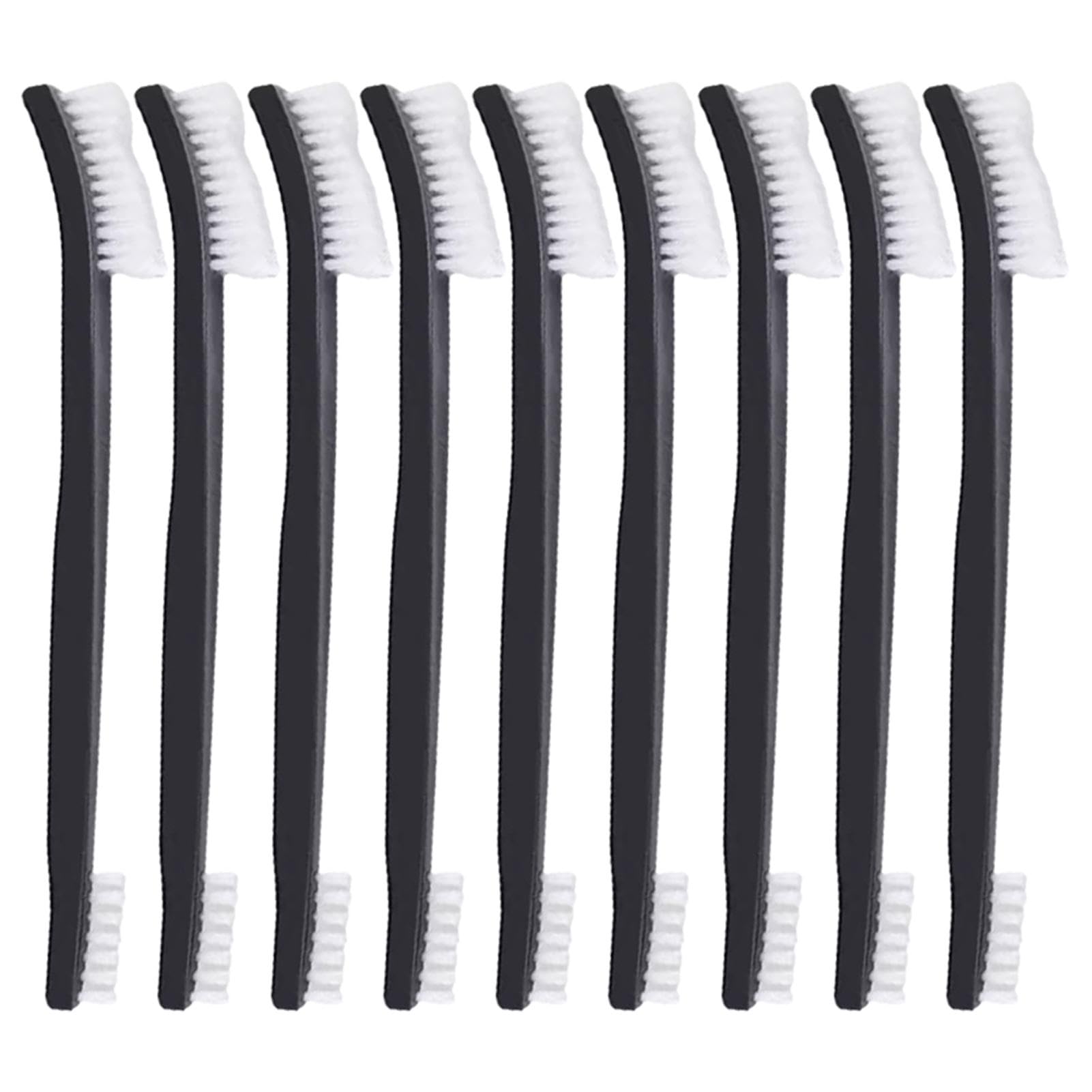 NHBETYS 9 pcs Double-Ended Nylon Detailing Crevice Brushes Kit, All Purpose Small Cleaning Brush Plastic Stiff Bristles Brushes for Kitchen Corner Gaps Sink Tight Small Space(black)