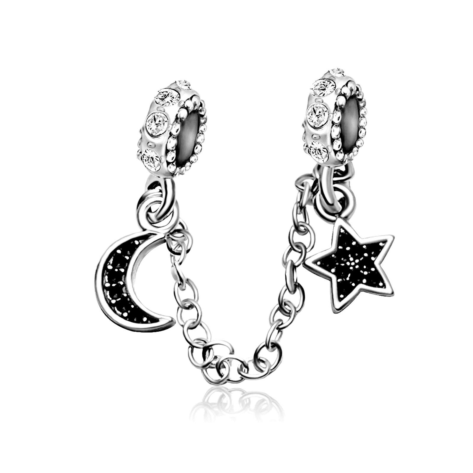 KunBead Jewelry I Love You to the Moon and Back Stars Safety Chain Charms for Women Girls