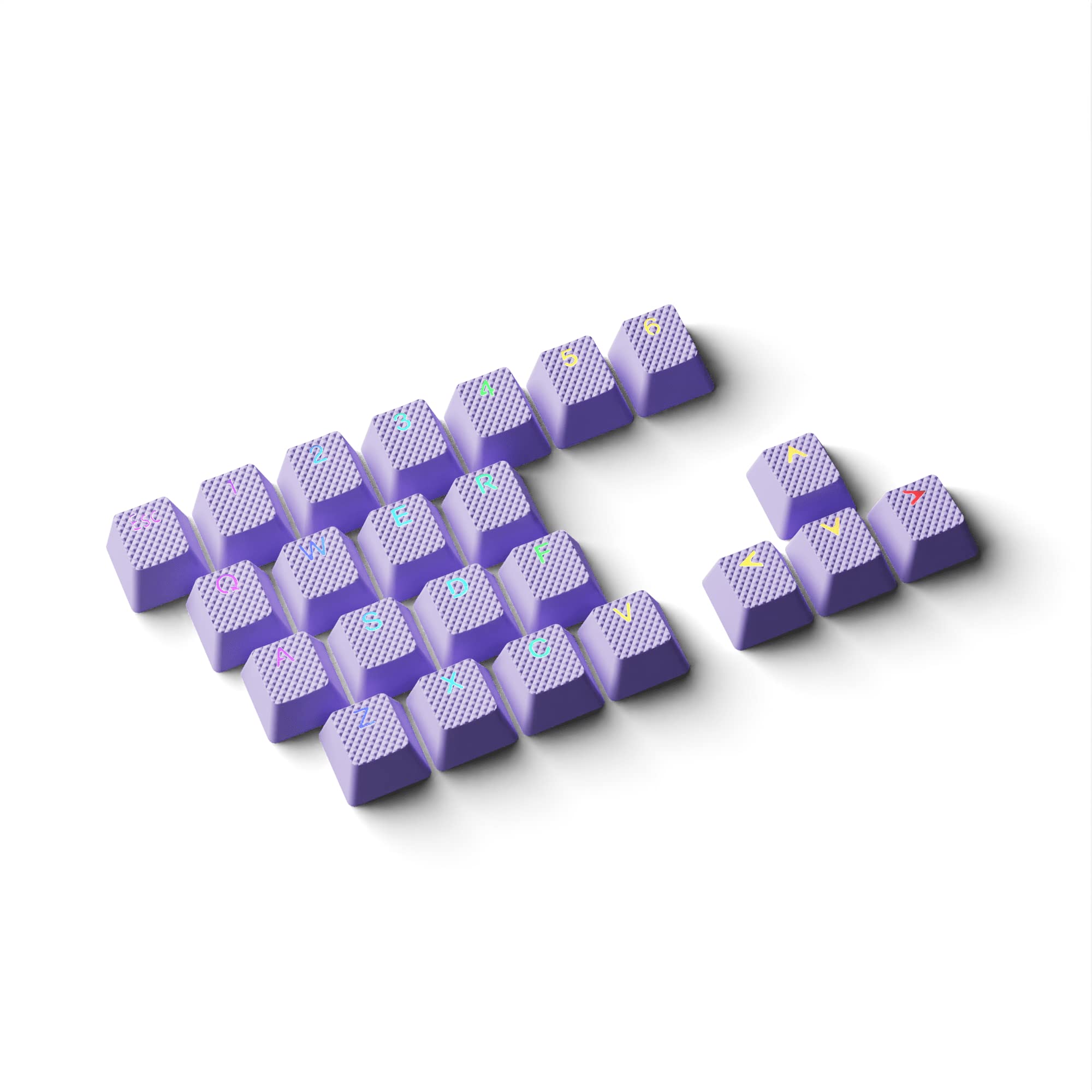 HK Gaming Rubber Keycaps | Anti-Slip Texture | Doubleshot Backlit Keycap Set | 23 OEM Profile Keys | For Mechanical Keyboard | Compatible with Cherry MX, Gateron, Kailh | Lavender