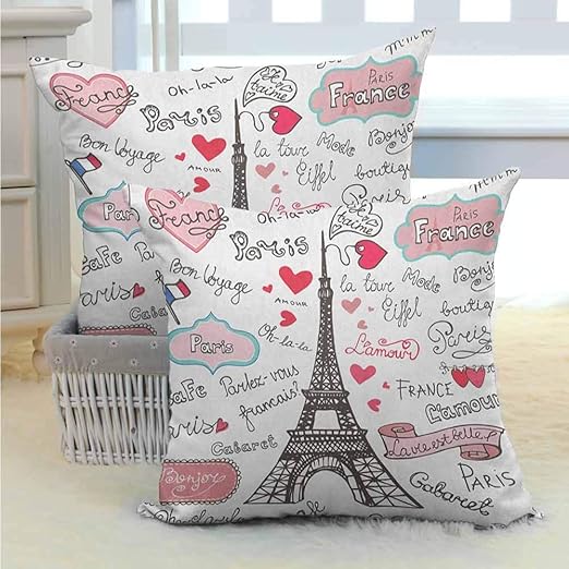 Amazon Com Eiffel Tower Polyester Decorative Pillows Cover Paris