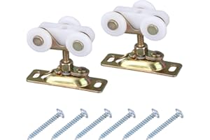 2pcs 3/4" Sliding Door Wheels Replacement Kit, Pocket Door Rollers Wardrobe Wheels with Top Hanger for Johnson Hardware Bypas