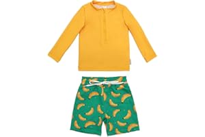ALVA Baby Boys Rash Guard Sets 2 Piece Bathing Suit Swim Trunks Long Sleeve Baby Toddler Swimsuit UPF 50+