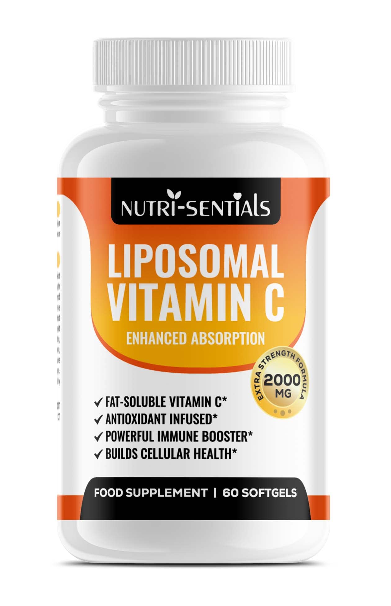 Liposomal Vitamin C Capsules - 2000mg Pure Extra High Strength Formulation | 60 Soft Gels | Pure Vegan Liposomal Vitamin C | Immune Booster |