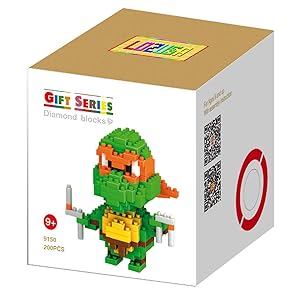 LOZUSA Turtle Cartoon Character 200 PCS Diamond Block Mini Figure Hero Micro Blocks Construction Model, Micro-Sized Building Set Parent-Child Games Building Blocks Children's Educational Toys