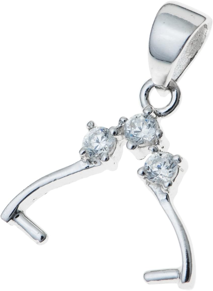 1 pc Rhodium on .925 Sterling Silver Cz Crystal Round Pendant Connector Bail Dangle Clasp/Findings