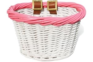 Colorbasket 01549 Kids Front Handlebar Wicker Bike Basket, Leather Straps