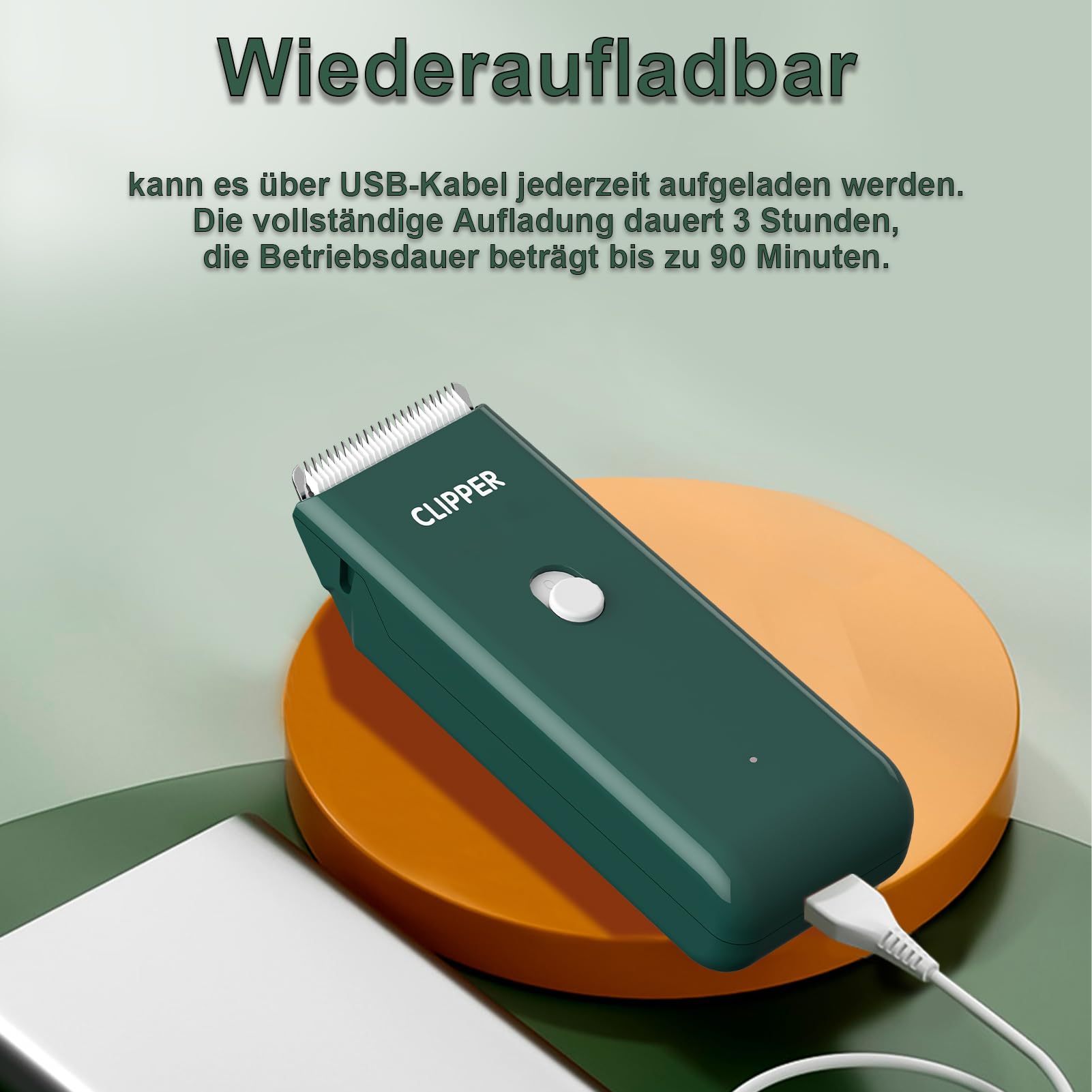 Profi Haarschneidemaschine für Hund Katze, Leise Hundeschermaschine mit Keramische Klinge, Elektrische Tierhaarschneidemaschine, IPX7 Wasserdicht (Grün) 6