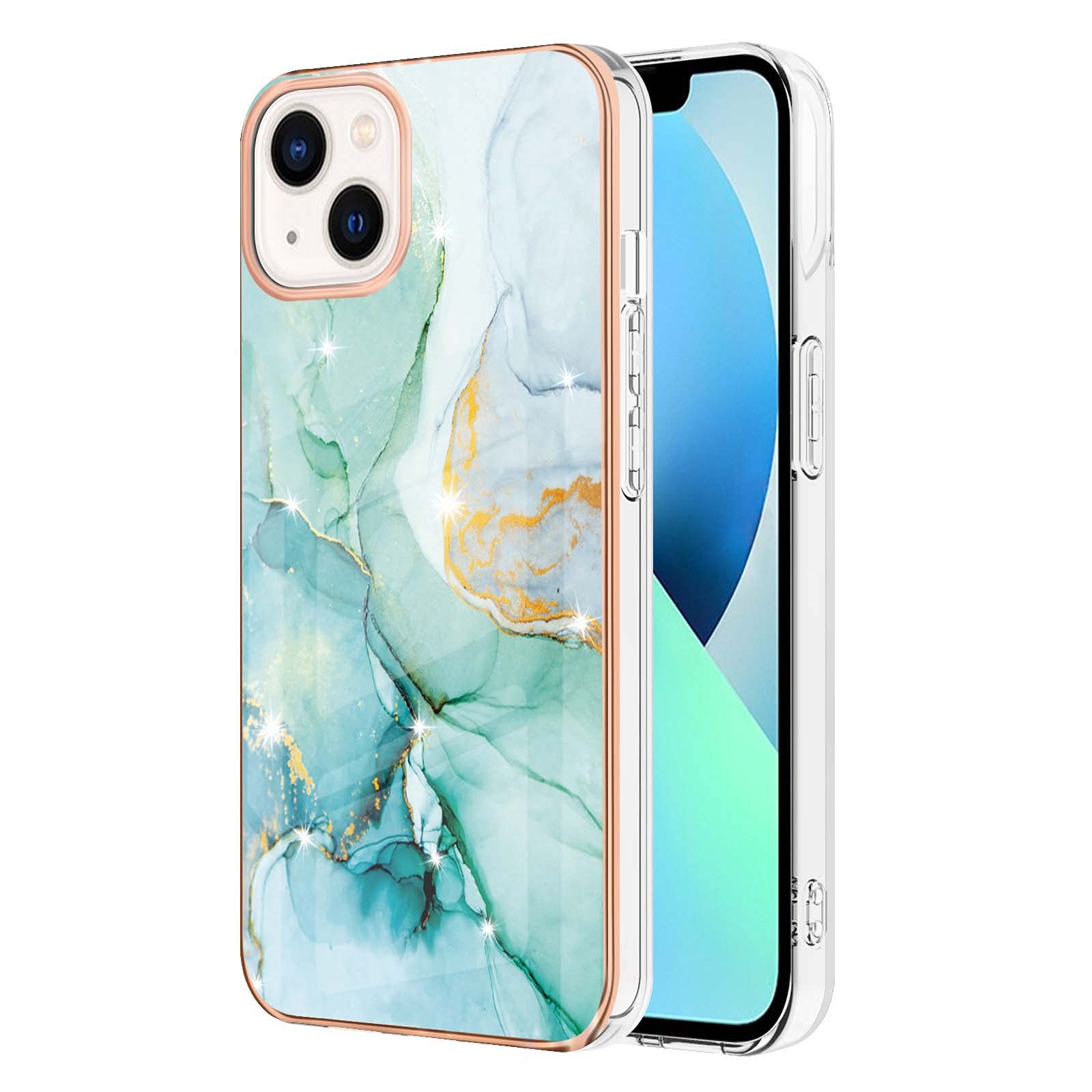 IMIRST Basic Case Compatiable with iPhone 13 mini IMD Soft TPU Silicone Bumper Matte Marble Scratch-Resistant Slim Protective Phone Case Back Cover for Apple iPhone 13 mini，YBI Green — image 1