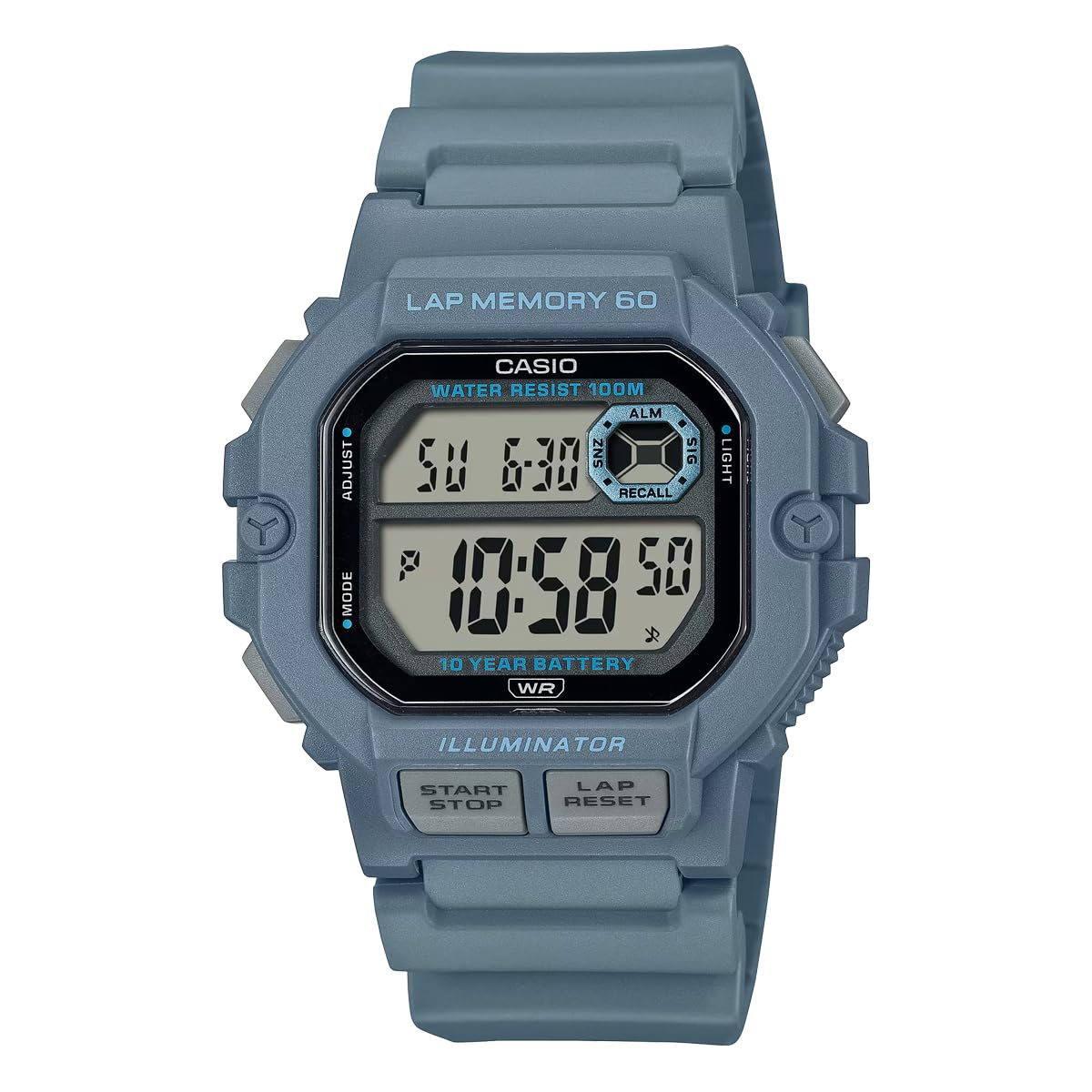 CASIO(カシオ) Sports Gear Digital Men's Wristwatch, 60 Lap Memory Function, WS-1400H Series, Overseas Model, Graish Blue WS-1400H-2AV