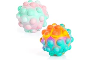 HOOFUN Pop Fidget Stress Relief Ball Toys, 2Pack 3D Anti-Anxiety Squeeze Pop Stress Ball Toy Silicone Interactive Sensory Push Bubbles Stress Balls Gifts Toy for Kids Adults