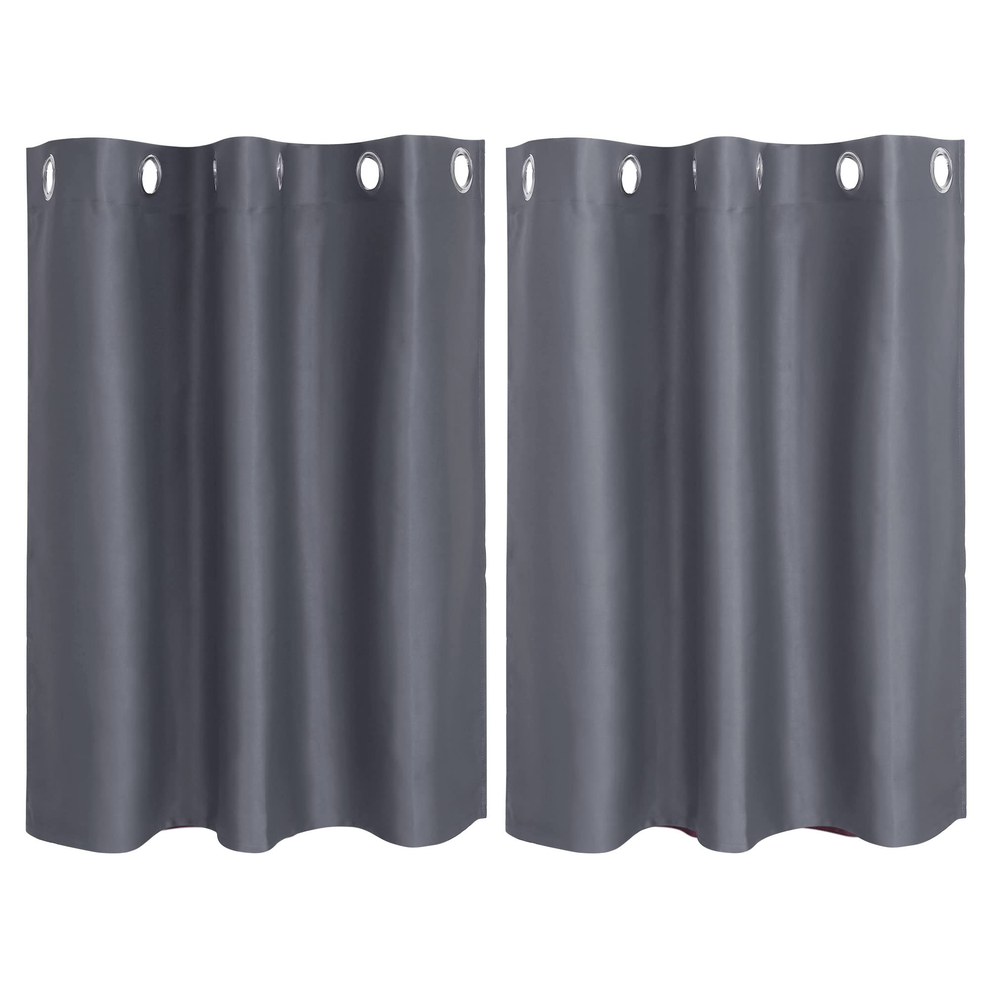 PiccoCasa Blackout Curtains 2 Panels Grommet, Gray Thermal Insulated Curtains Panel Darkening Small Window Curtains for Bedroom Living Room 42 x 36 Inch (Width x Length), 36inch Drop