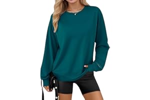 Dazevt Women's Long Sleeve Shirt Crewneck Fall Tops Casual Sweatshirts Loose Fit Fall Trendy Clothes