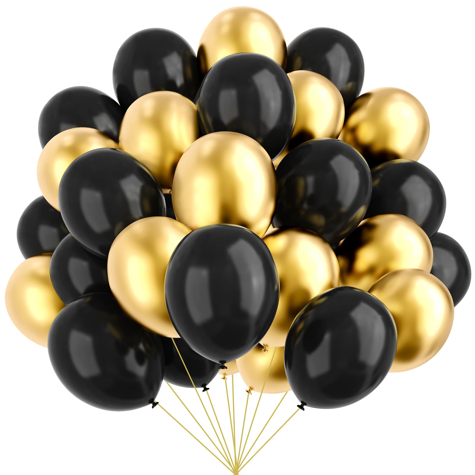 Photo 1 of YMSZ Black and Gold Balloons, 67pcs 12 Inch Metallic Gold and Black Balloons for Birthday, Retirement, Graduation, New Year's Eve Party Decorations