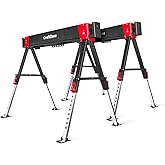 CRAFTZONE Saw Horses 2 Pack, Folding Heavy Duty 2700lbs Adjustable Height Brackets, Portable Work Support for 2x4 Wood