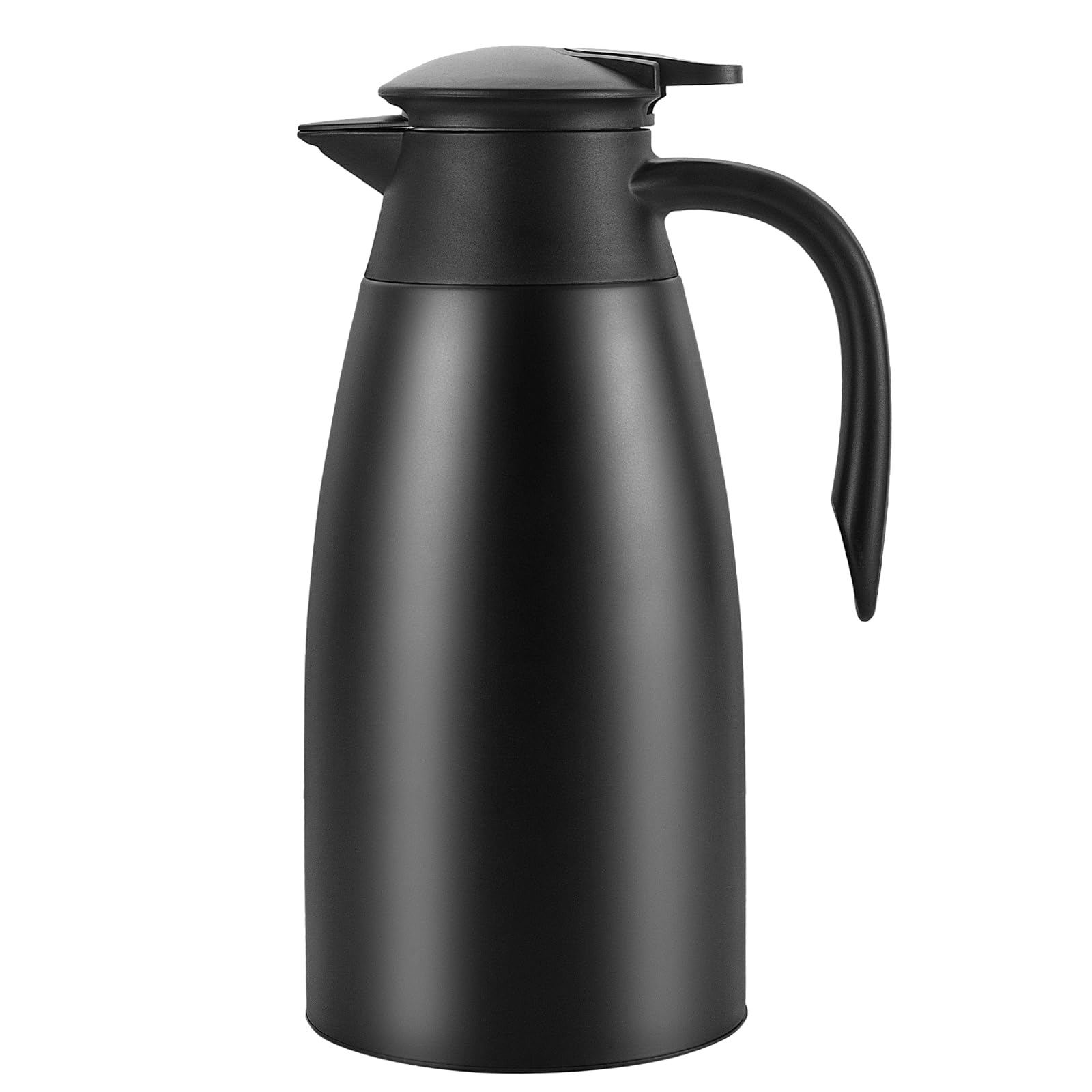 Dyserbuy 2L Thermal Coffee Carafe, Double Walled Vacuum Insulated Jug, Coffee Pot with Press Button Top, Stainless Steel Thermal Jug, Keep Hot & Cold Water, Black