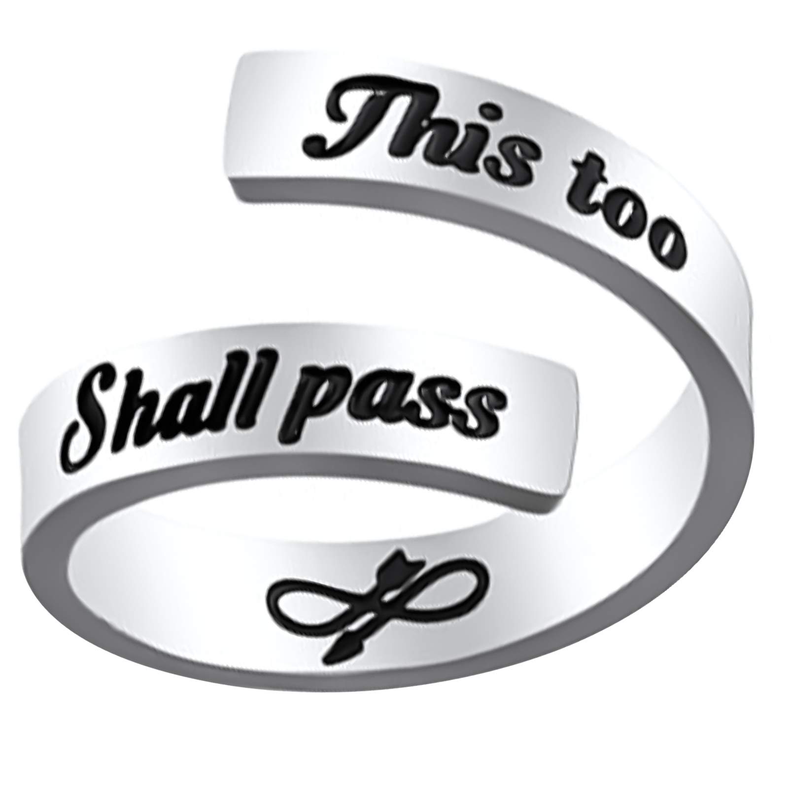 LucBuy Stainless Steel Keep Going Engraved Inspirational Gifts Adjustable Rings Jewelry for Women