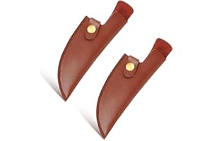2pcs Leather Sheath, PU Leather Knife Edge Guards for 6 Inch Boning Knife Cleaver Blade Protector for Camping Outdoor Activit