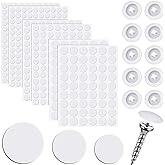 Eersida 100 Screw Covers Self Tapping with 580 Stickers,White | Plastic Caps Plugs for Cabinet Furniture, Adhesive Hole Cover Stickers for Wood Surfaces, Hide Exposed Fasteners