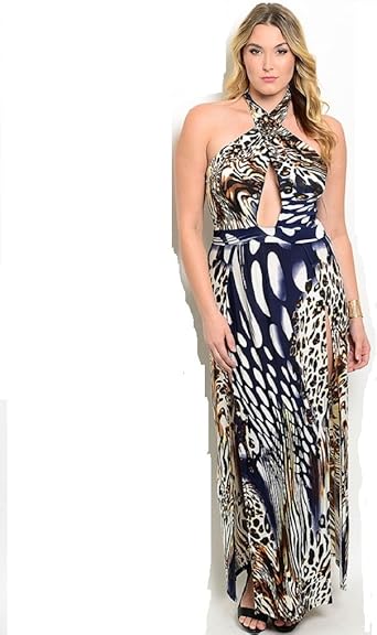 plus size high slit maxi dress