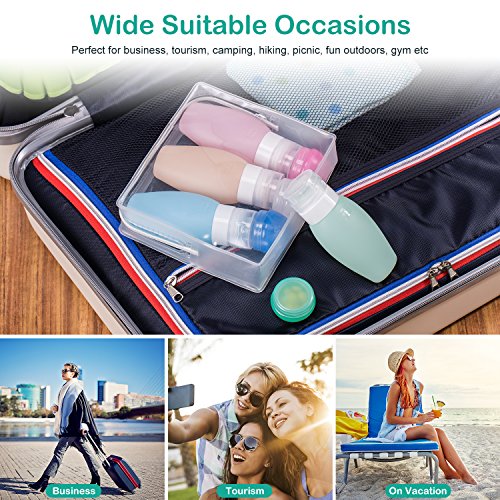Leakproof Travel Bottles TSA Approved - Acdyion (2018 New Design) 8 Pieces Travel Containers Including BPA Free 3 oz Silicone Refillable Bottles and 10g PP Cream Jars with upgraded Clear Bag (8Pack) - Thumbnail 6