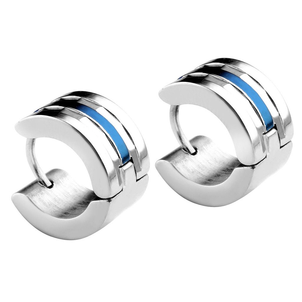 Zysta 4pcs Mens 18G Stainless Steel Silver, Gold, Unique Small Hoop Huggie Hinged Ear Stud, Hypoallergenic Snap Punk Earrings