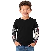 Magic Park 1-14Y Toddler Tattoo Sleeve T Shirts Kids Tattoo Tee Tops Girls Boys Long Sleeve Blouse Holiday Clothes