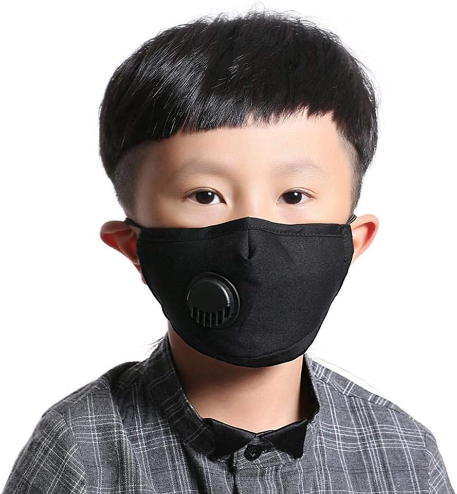 MOGOI Kidâ€™s Dust Mouth Mask, PM2.5 Anti-Dust Cotton Face Mouth Mask With N95 Respiration Valve Filter For Kids, Washable & Reusable Cute Pattern Warm Face Mask For Girls Boys
