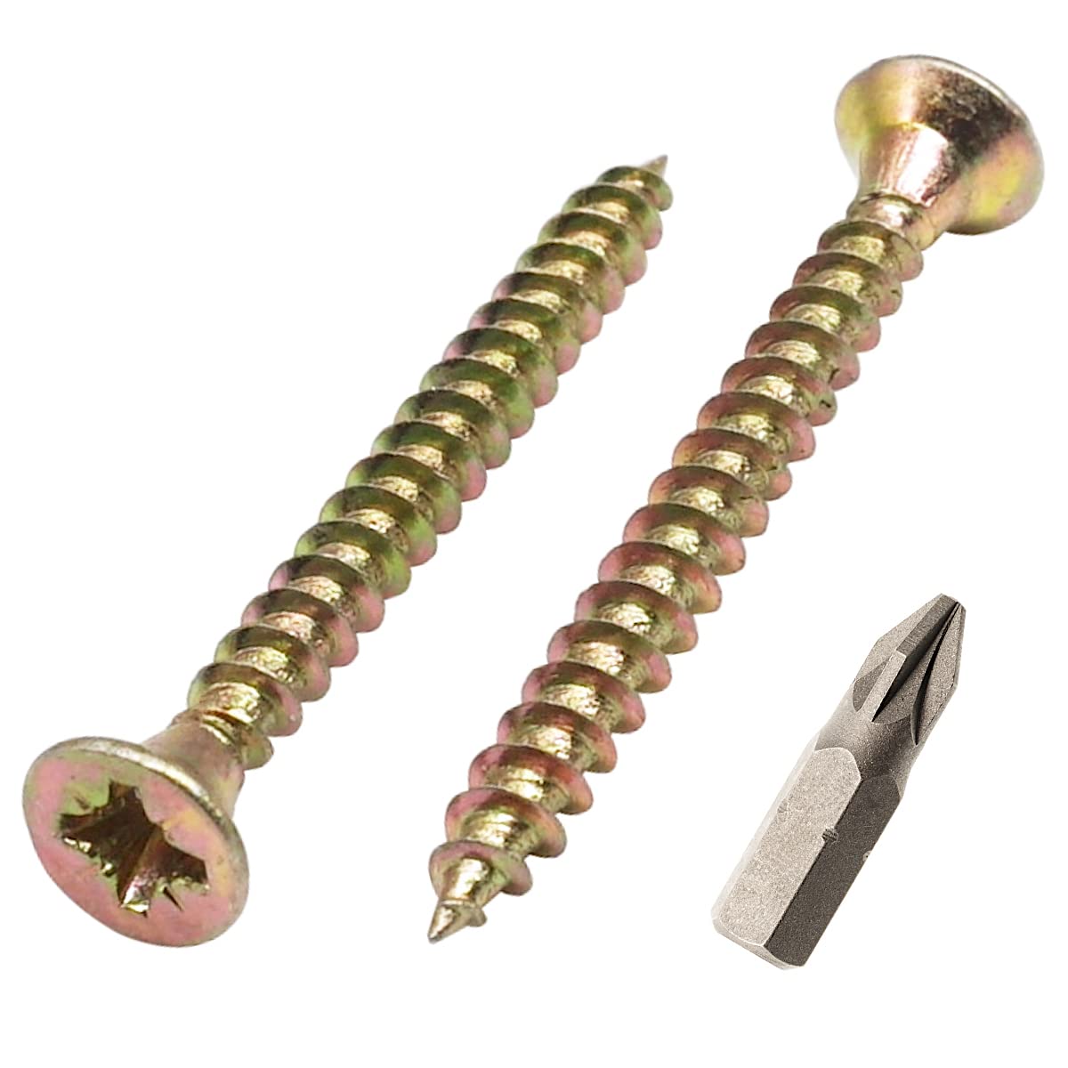 (Pack of 300 pcs) Yellow Zinc Plated Steel 3.5 x 40 mm Wood Screws, Chipboard Screws, Universal Pozi-Drive Screw, Countersunk Head (300, 3.5 x 40 mm)