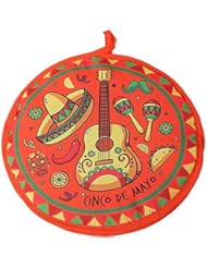 DOKKIA Tortilla Warmer 12 Inch Insulated Cloth Pouch - Microwavable Use Fabric Bag to Keep Food Warm for up to One Hour (12 Inch, Cinco De Mayo Guitar Sombrero Maracas)