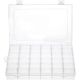 Gospire 36 Grids Clear Plastic Jewelry Box Organizer with Removable Divider | Storage Container for Beads, Art DIY Craft, Jewelry, Fishing Tackles Parts, 36 Grids, Clear