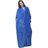 Vim Tree001 Women's Full Length Zip-Front Fleece Robe Long Sleeve Zipper Bathrobe