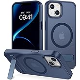 VENINGO for iPhone 14 Case,iPhone 13 Case with Stand,Magnetic Translucent Matte Slim Compatible with MagSafe,Shockproof Women Men Phone Case,Deep Blue