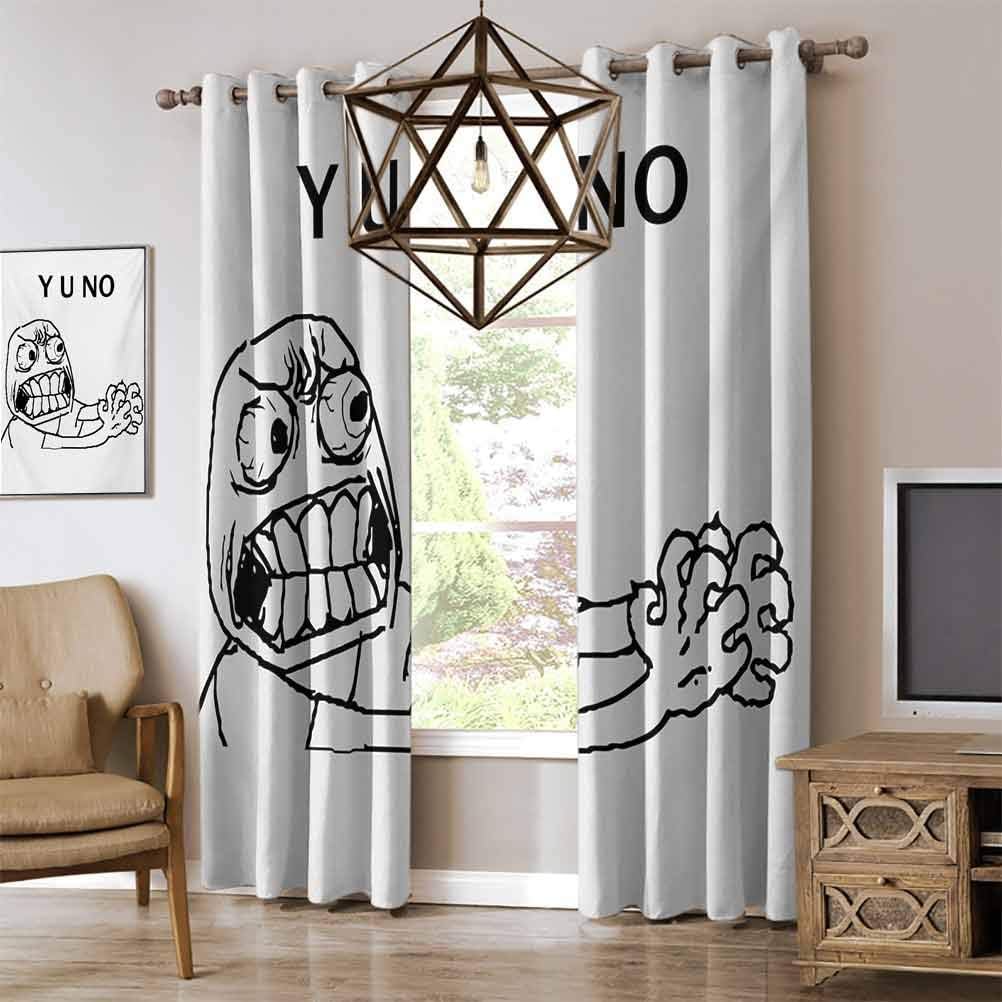 Humor Wide Blackout Curtains Mascot Rage Guy Meme Face