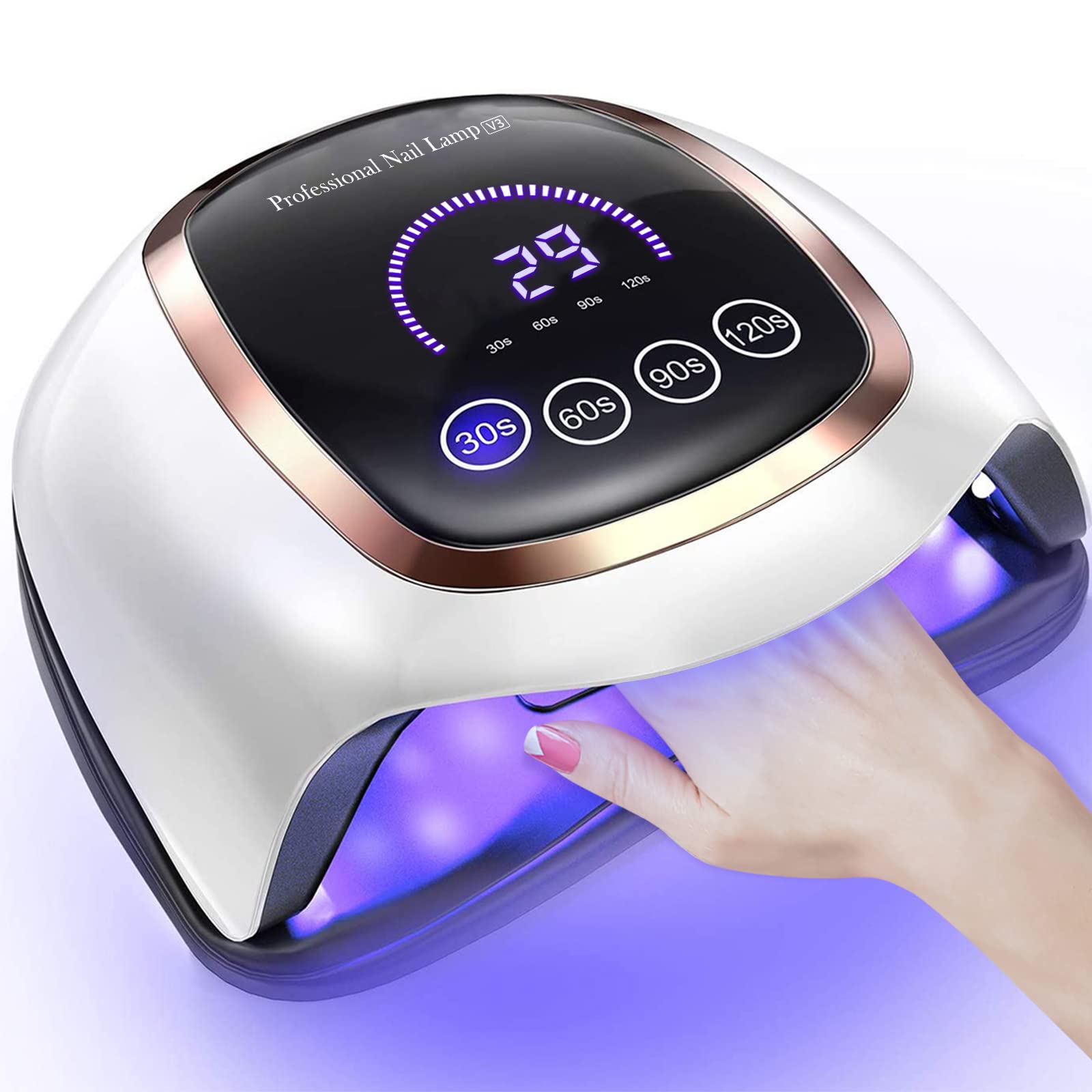NAXBEY LED UV Nail Lamp,168W Gel Nail Lamp with 7.5 Inch Large LCD Touch Screen/4 Timer Setting/Auto Sensor,Professional Nail Dryer DIY Tools for Beginners Home Salon Use