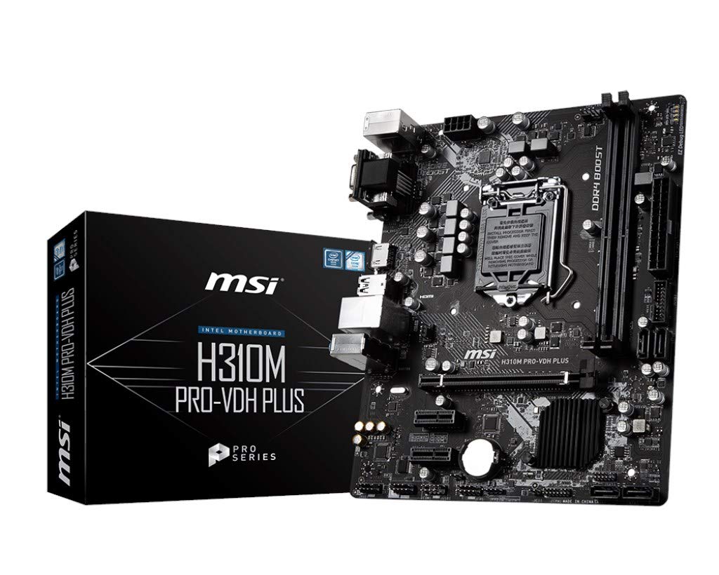 MSI H310M PRO-VDH PLUS Motherboard 'mATX, LGA1151, DDR4, LAN, USB 3.1 Gen1, HDMI, DVI-D, VGA, Intel 8th and 9th Gen'