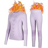 Meterstride Thermal Underwear for Kids Athletic Thermals Top and Bottom Set Boys Girls Long Johns Set Winter Base Layer