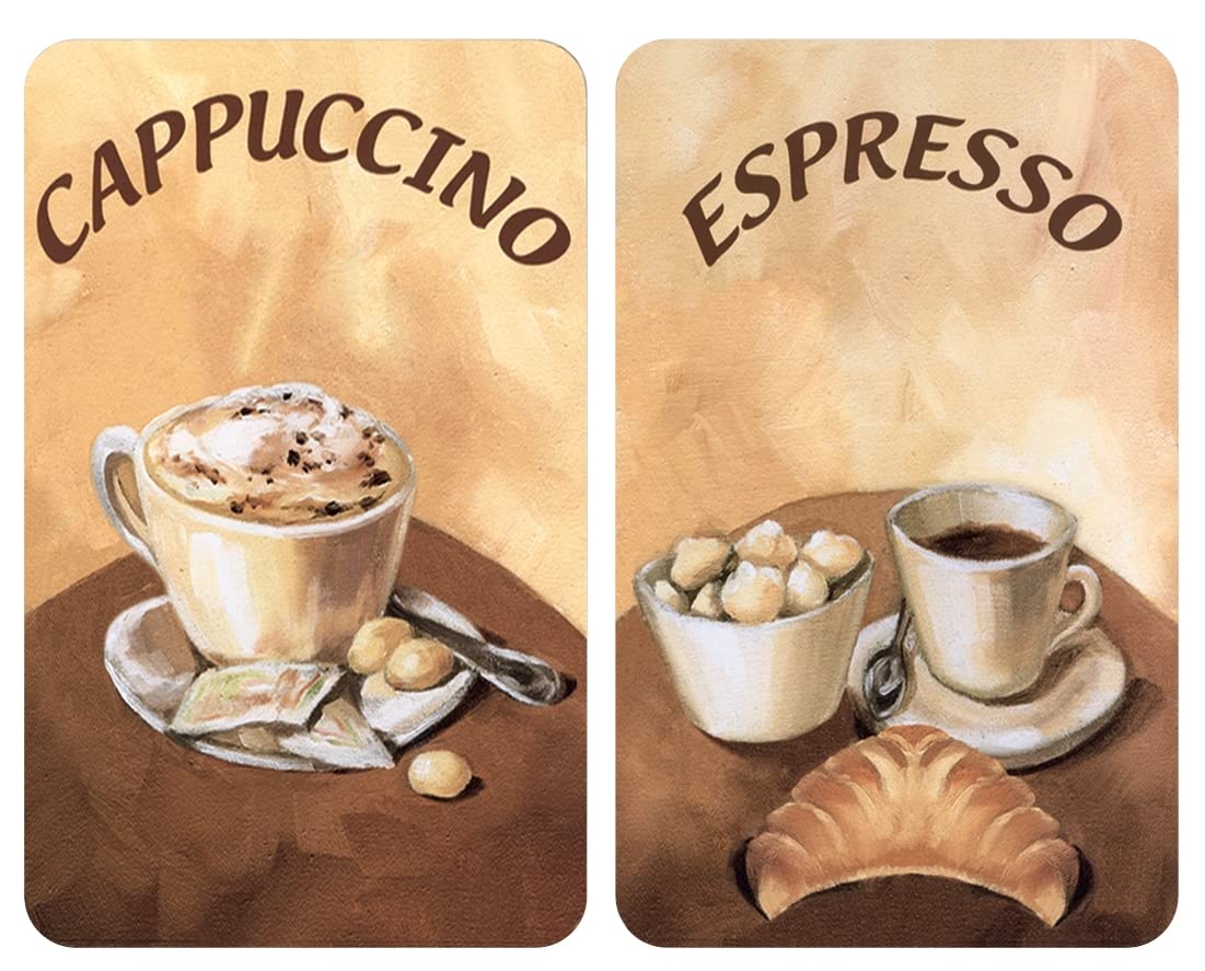 WENKO 2521280100 Universal Cover Plates Coffee - Set of 2, for All Types of cookers, Tempered Glass, 30 x 52 cm, Multicoloured