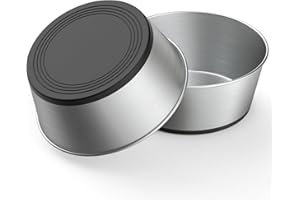 WROSWT 304 Stainless Steel Dog Bowls Set of 2, Anti Rust Metal & Non Slip Rubber Base, Heavy Duty Large Feeding Dishes, Food Grade BPA Free, Food and Water Bowl for Large Dogs (64oz, 8cup)