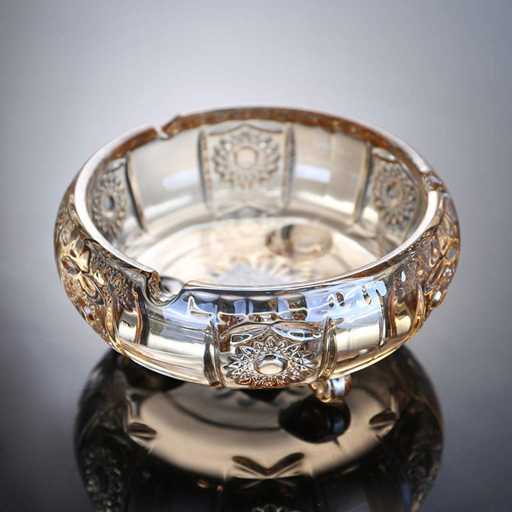 AO European Style Gold Glass Ashtray Coffee Table Ash Tray Creative Home for Passenger Cigarette Ash