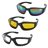 3 Pair Motorcycle Riding Glasses Padding Goggles UV