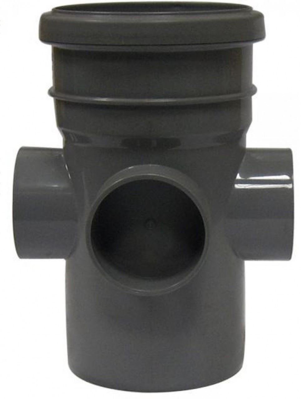 FLOPLAST 110mm Soil Boss Pipe- Ring Seal Socket to Solvent - Grey