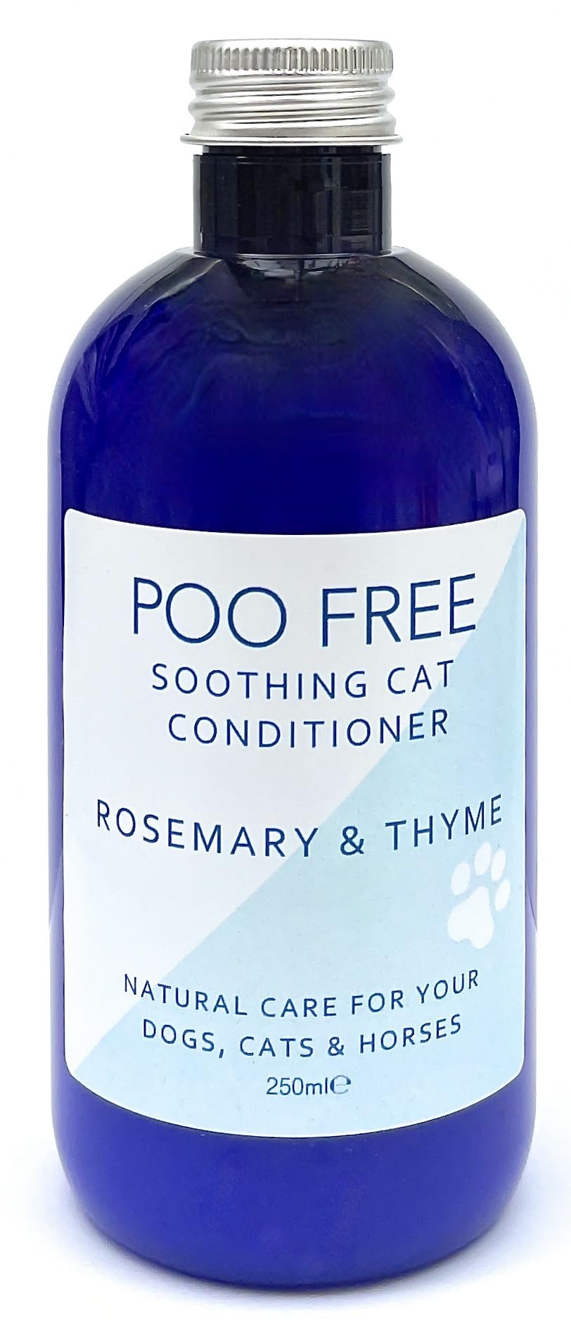 POO FREE Thyme & Rosemary Cat Conditioner – Botanical Skin & Coat Support – 99% Natural Origin – pH Balanced for Feline Skin – Essential Oil-Free & Silicone-Free – Vegan – UK Made – 250ml