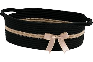 CHICVITA Baby Gift Basket Small Woven Baskets for Organizing, Black Storage Basket for Toys, Towels, Diapers, Decorative Basket for Nursery, 13 x 9.8 x 4.9 inches