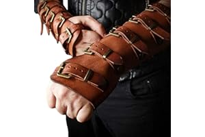Syktkmx Gauntlet Wristband Medieval Vambrace Arm Cuff Armor Buckled Punk Gothic Faux Leather Costume Bracer