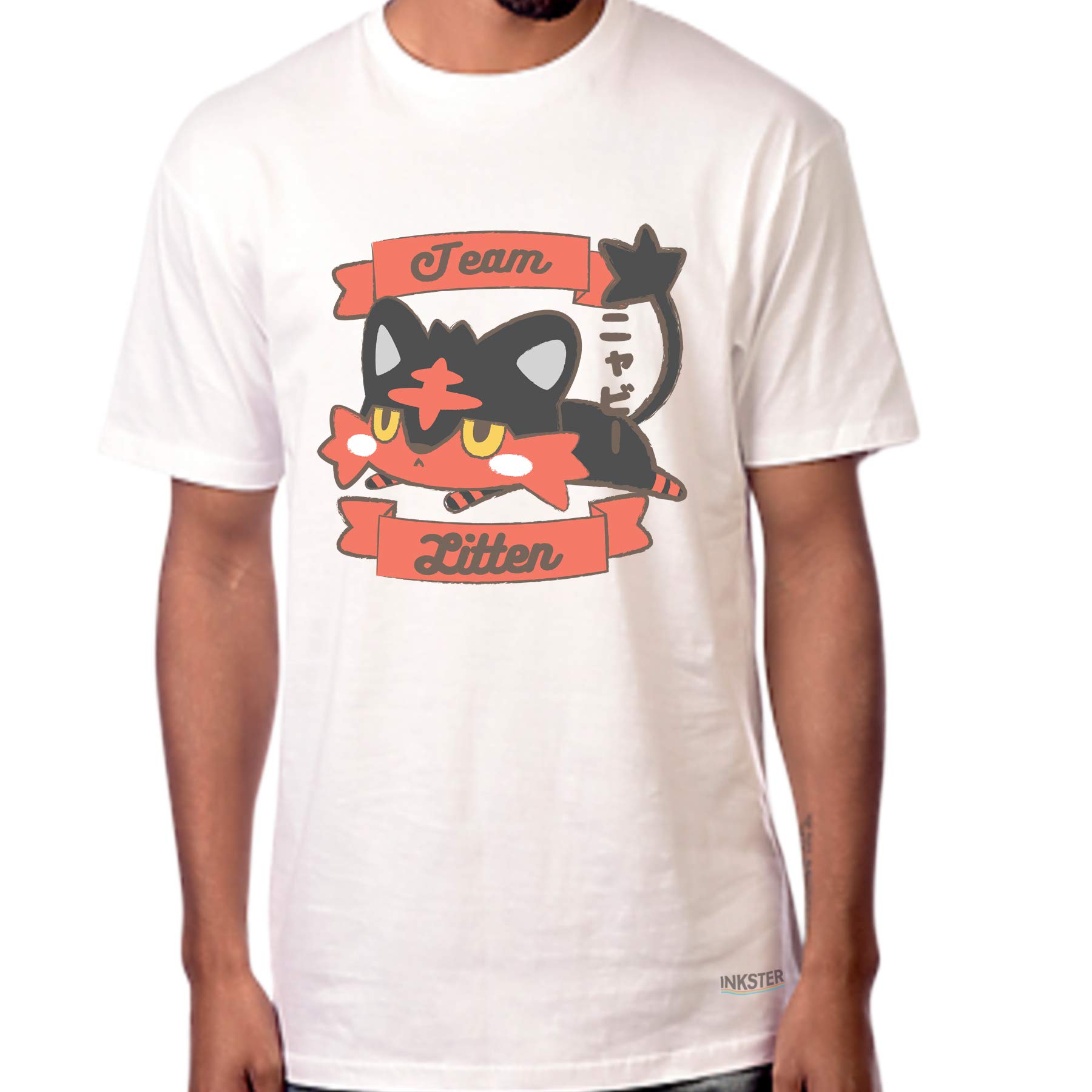 Litten Pokemon T-Shirt (Large, White 