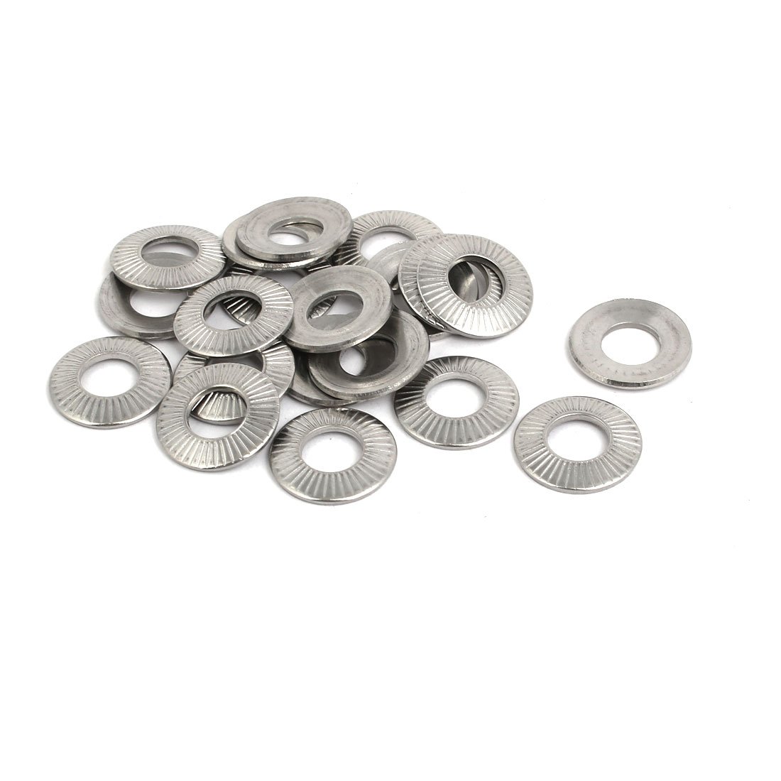 Sourcingmap M8 304 Stainless Steel Locking Washer Silver Tone 20pcs