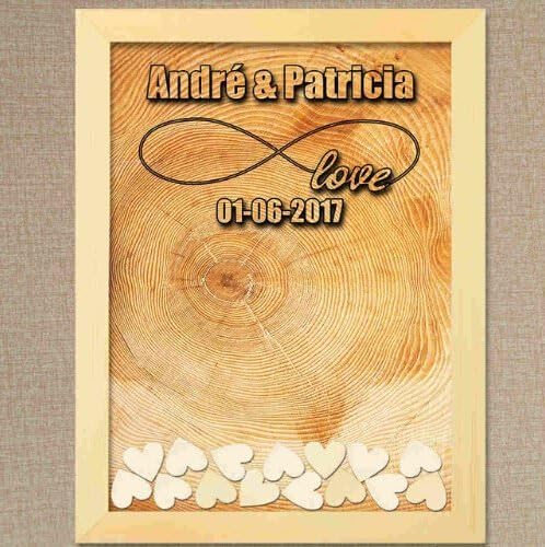 Teisyouhu Wood Design Name Personalized Drop Box Sign Guestbook for Wedding Frame Wood Wedding Guestbook Alternative Wedding Gifts for the Bride 16 x 20 inch with 150 Hearts