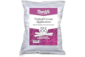 NEWLIFE NATURALS Disposable Plastic Vaginal Applicator Pack: Hygienic Threaded Injector to Fit Preseed Lubricant, Estrace, Personal Lube and OTC Gel or Cream Products - With Dosage Markings - 100 Pack