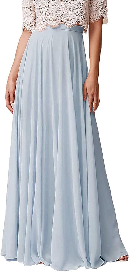 chiffon dusty blue dress