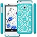 Style4U HTC 510 Case, HTC Desire 510 [Teal] Flower Damask Design Slim Fit Case Cover with 1 Stylus and 1 HD Clear Screen Protector [Teal]